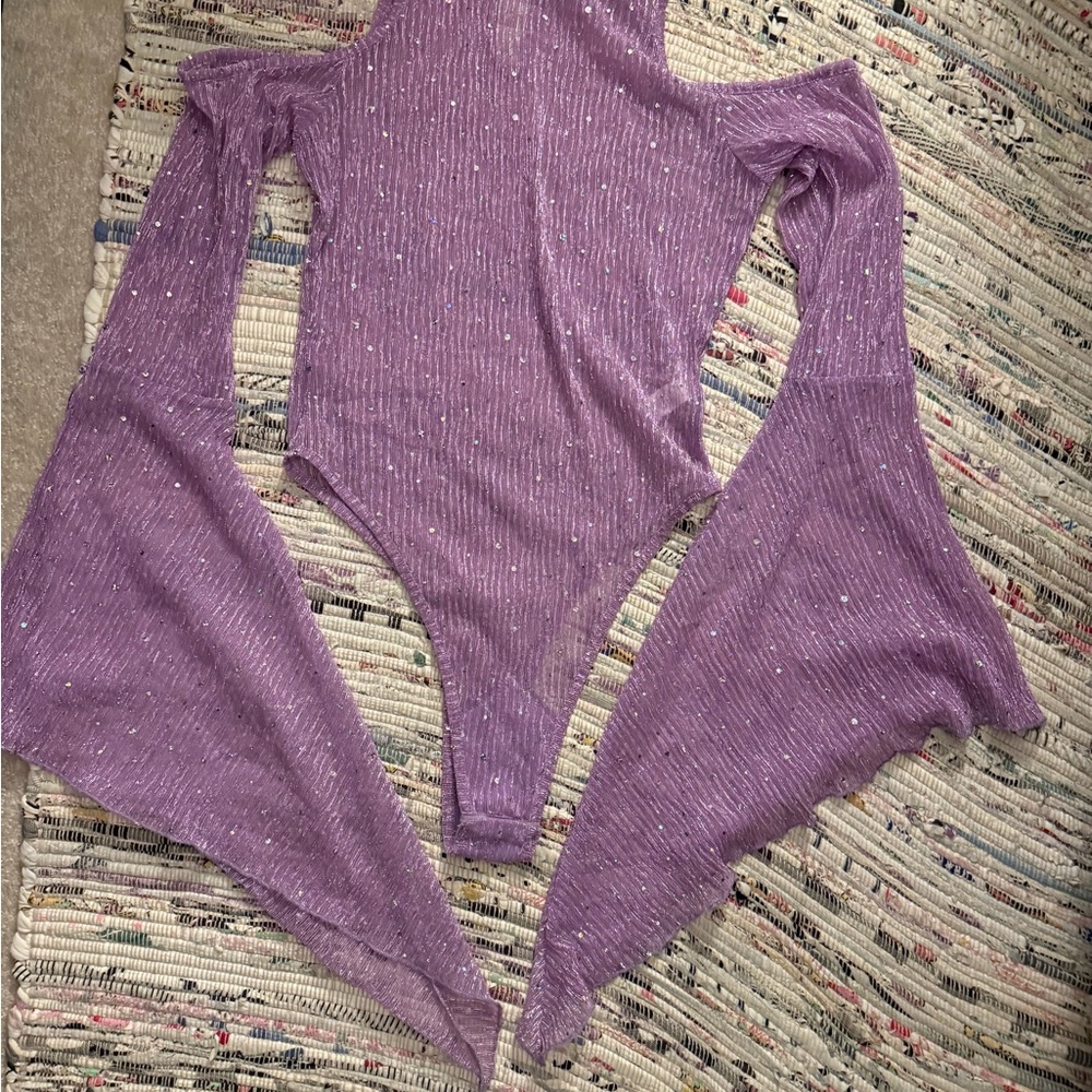 Purple Cold Shoulder Bodysuit